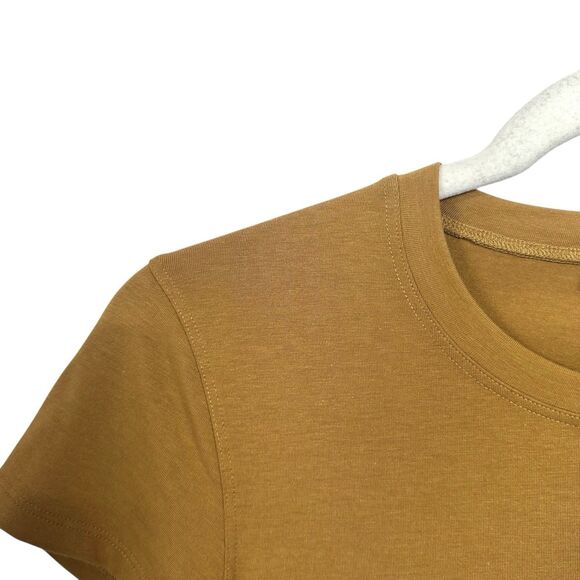 Theory Womens Sz P (XS) Shirred Tee Dress Stretch Cotton Blend Sahara Yellow - Picture 5 of 8